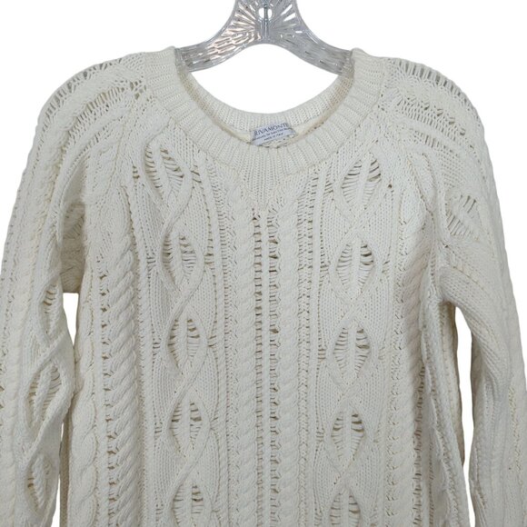 RIVAMONTI Women's White Intricate Aran Cable Knit Sweater Size M Made In Italy - Picture 4 of 15